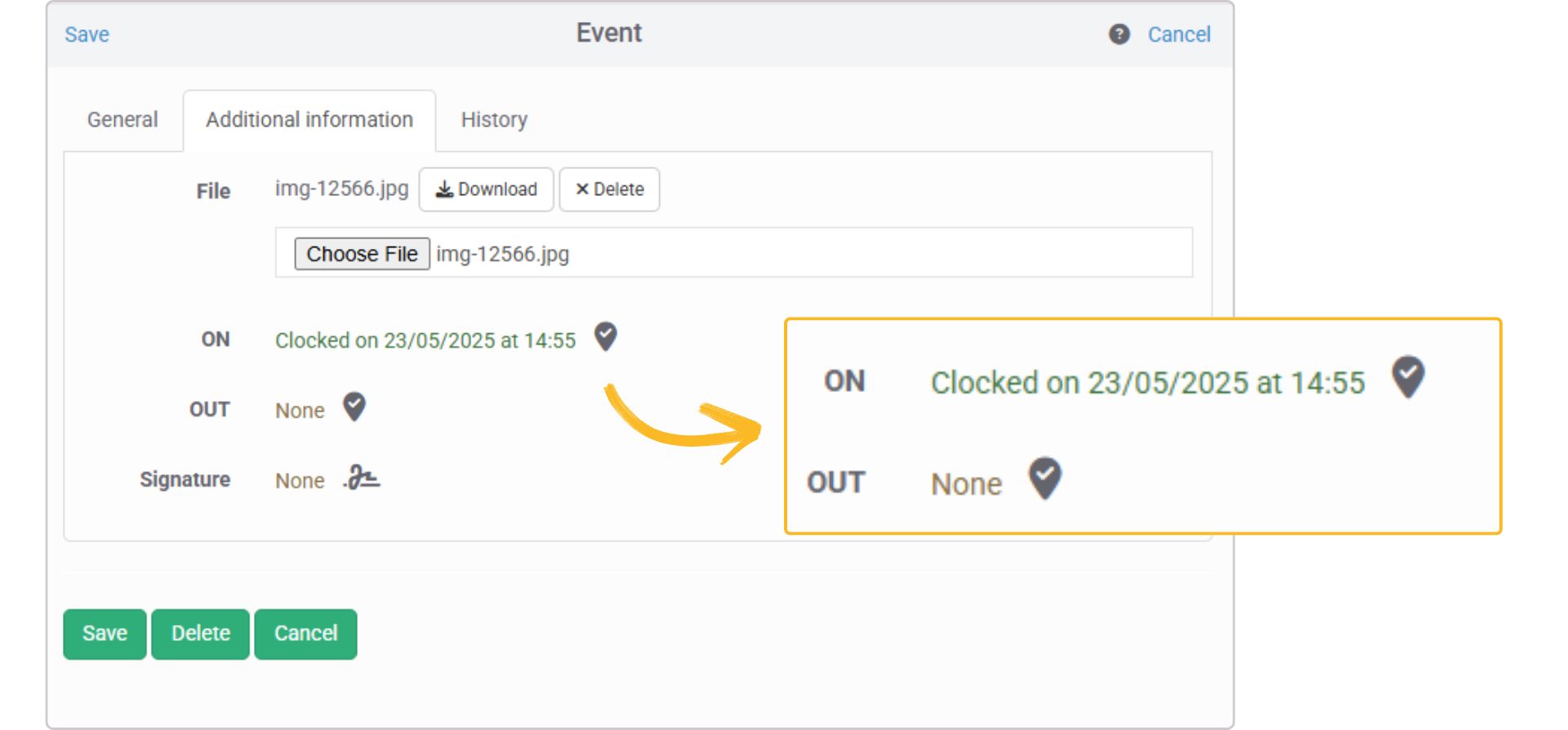 Check-in con geolocalizzazione