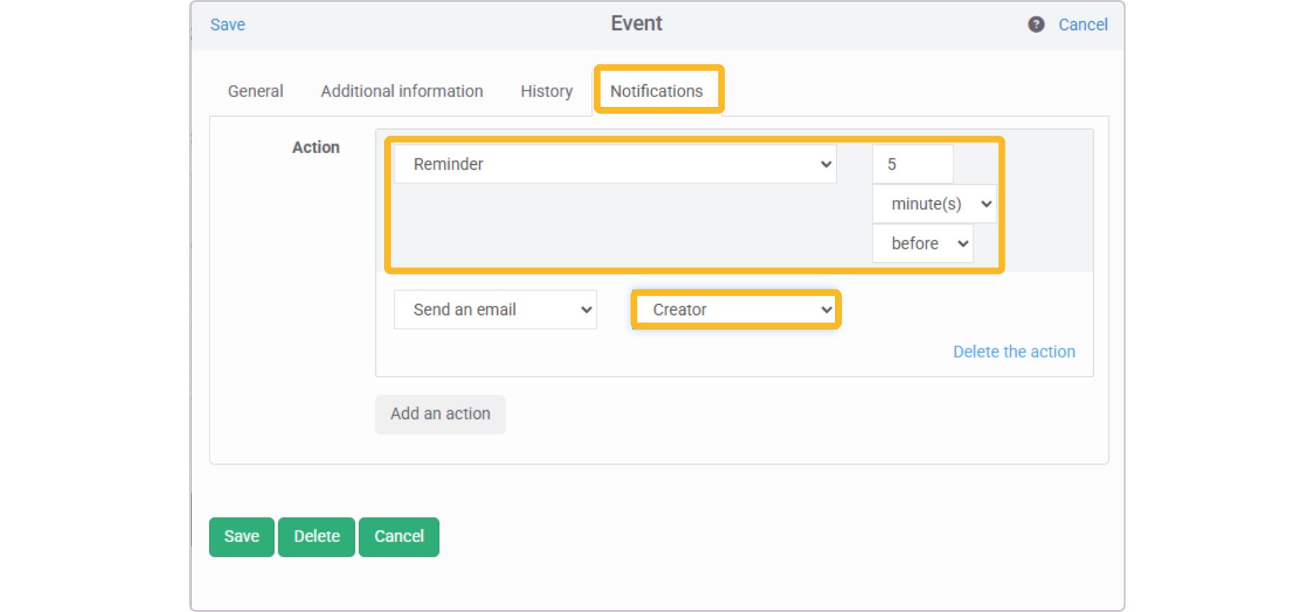 Esempi di notifiche nel programma