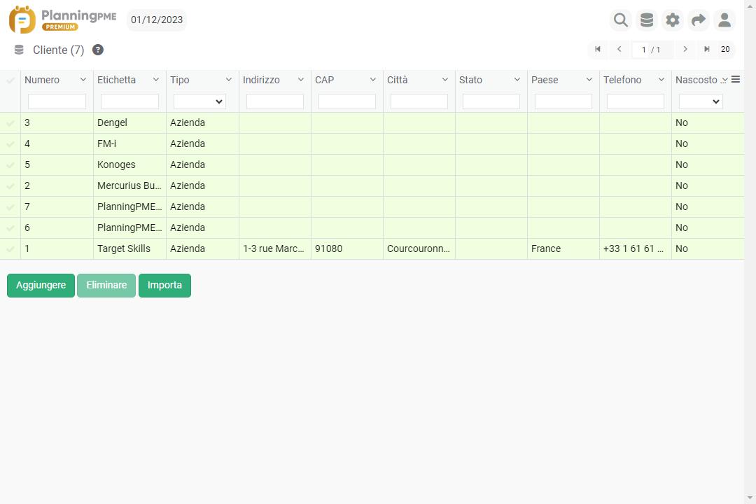 Aggiungere, modificare o eliminare un cliente
