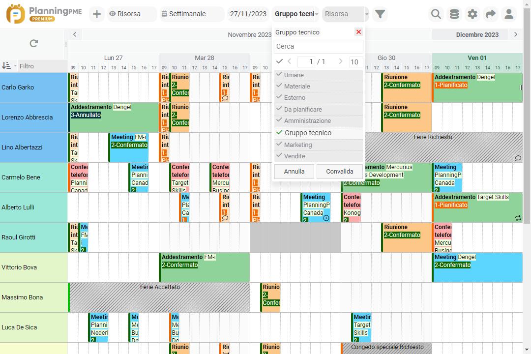 Assegnare un servizio sul planning