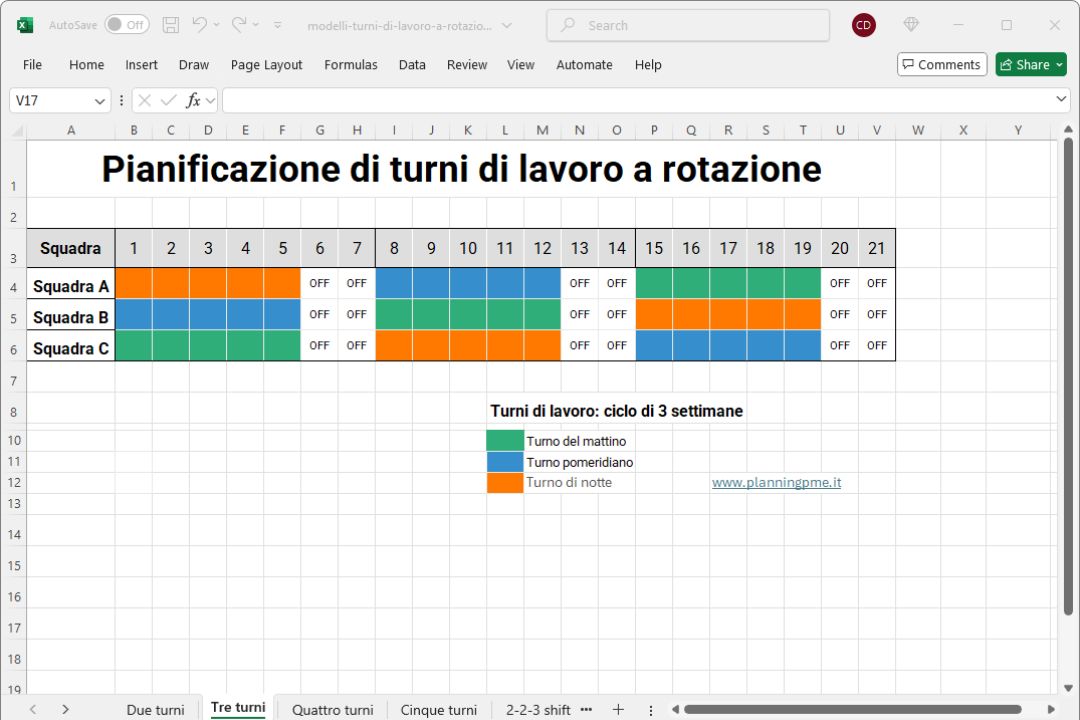 Scarica i modelli di pianificazione dei turni di lavoro