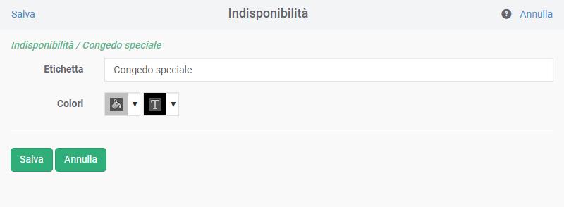 Personalizzazione del proprio elenco di assenze, di ferie e di altre indisponibilit