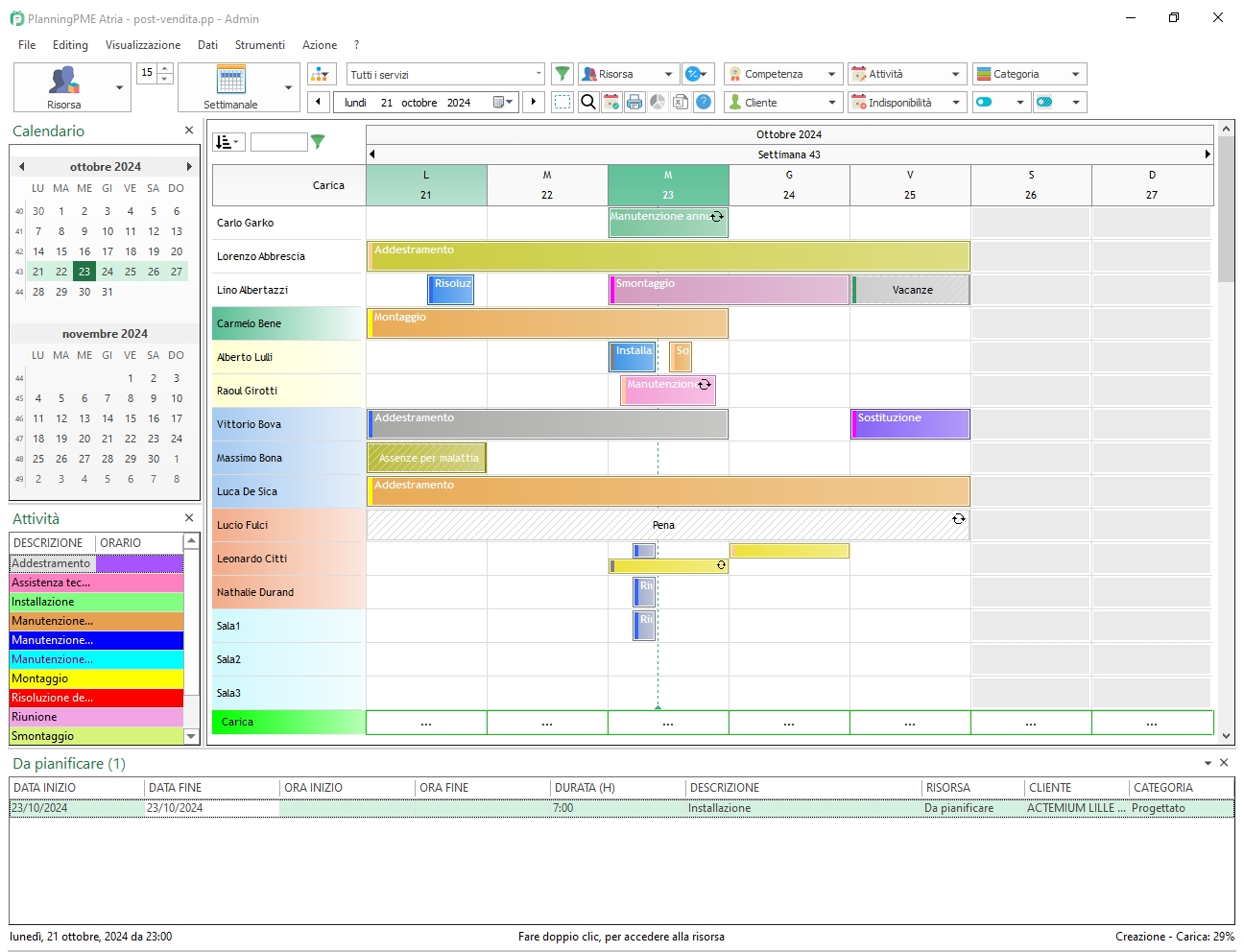 Planning settimanale