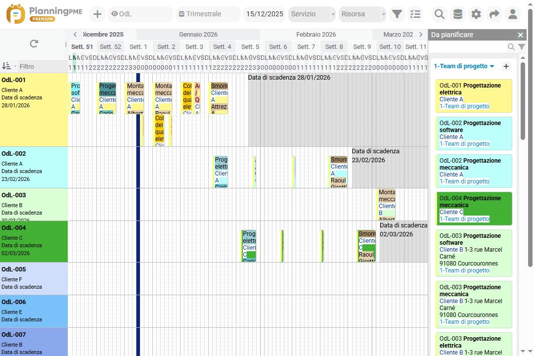 Esempio di un programma di produzione per un�officina con PlanningPME